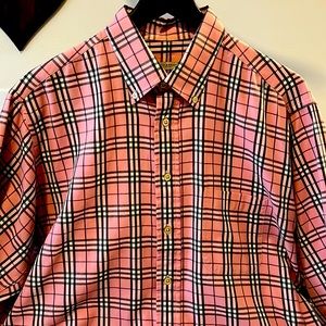 Burberry plaid dress shirt pink